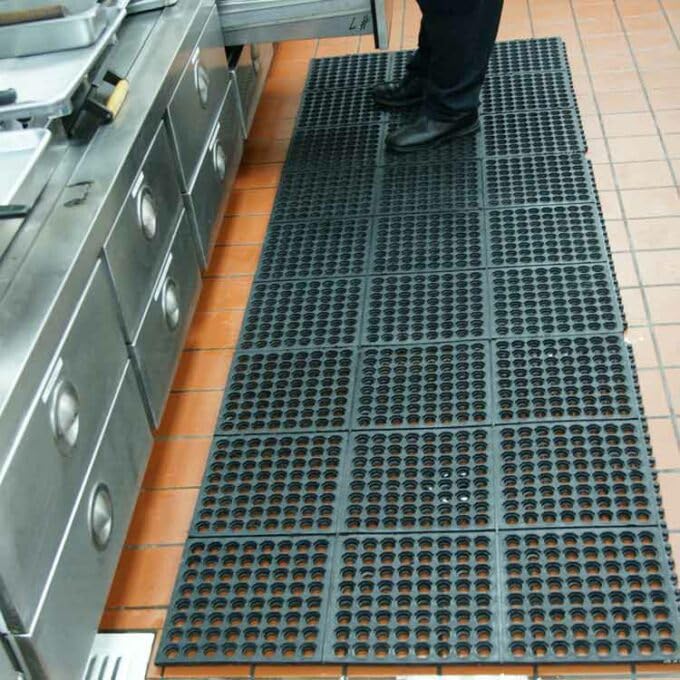 Aicon® Interlocking Rubber Floor Mat for Restaurant Kitchen - Anti-Fatigue, Non-Slip, Indoor Outdoor Bar Door Mat-Shower Pool Drainage, Durable Garage Flooring