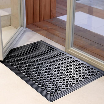 Aicon® Anti Fatigue Rubber Floor Mat Restaurant Kitchen Floor Drainage Non-Slip Bar Floor Mats Entrance Door Mat Drainage Mats Usage Garage Home Pool (150cm x 90cm x 12mm)