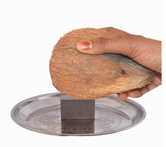 AICON® Plain Stainless Steel Coconut Breaker Plate for Easy to Break Coconut with Strong Plate