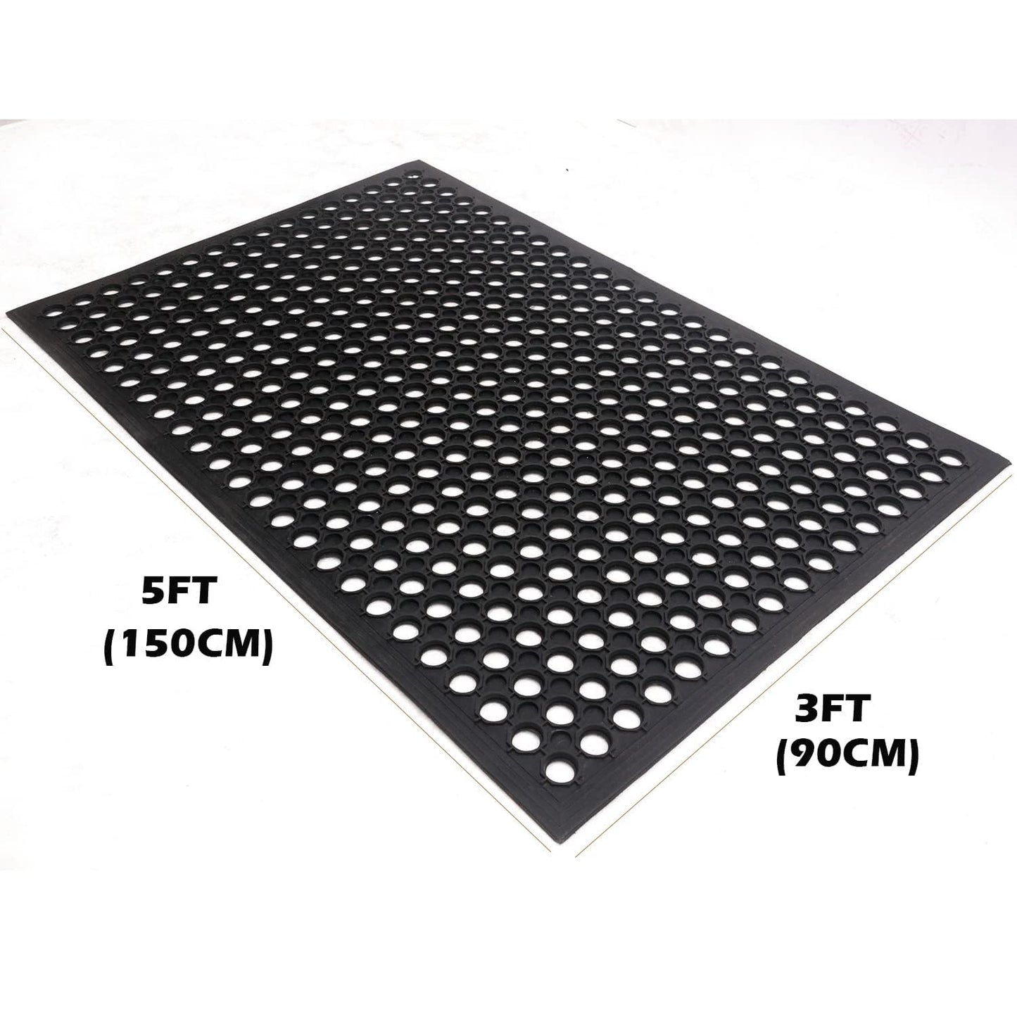 Aicon® Anti Fatigue Rubber Floor Mat Restaurant Kitchen Floor Drainage Non-Slip Bar Floor Mats Entrance Door Mat Drainage Mats Usage Garage Home Pool (150cm x 90cm x 12mm)