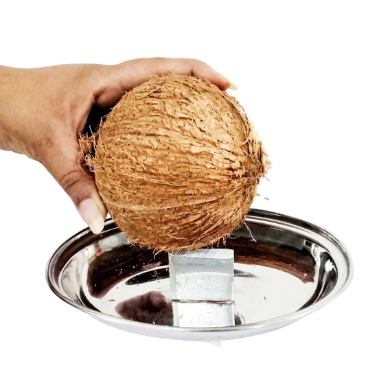 Aicon� Satinless Steel Coconut Breaker Plate for Easy to Break Coconut (Oval 500Grms)
