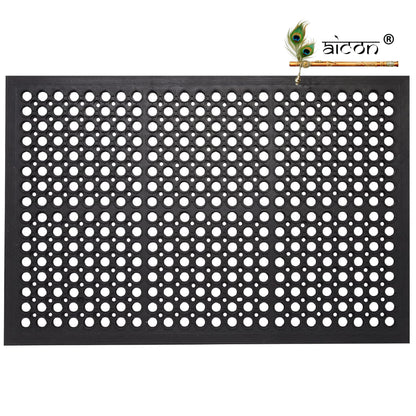 Aicon® Anti Fatigue Rubber Floor Mat Restaurant Kitchen Floor Drainage Non-Slip Bar Floor Mats Entrance Door Mat Drainage Mats Usage Garage Home Pool (150cm x 90cm x 12mm)